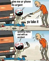 Facebook status update after accident